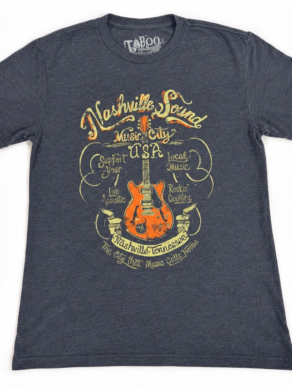 Taboo Nashville Sound Music City USA Guitar Graphic T-Shirt Size S